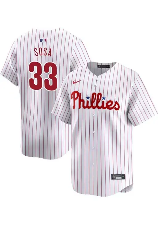 Mens Philadelphia Phillies #33 Edmundo Sosa Nike White Pinstripe Home Limited Jersey