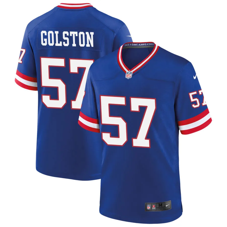Men's New York Giants #57 Chauncey Golston Nike Royal Classic Limited Jersey