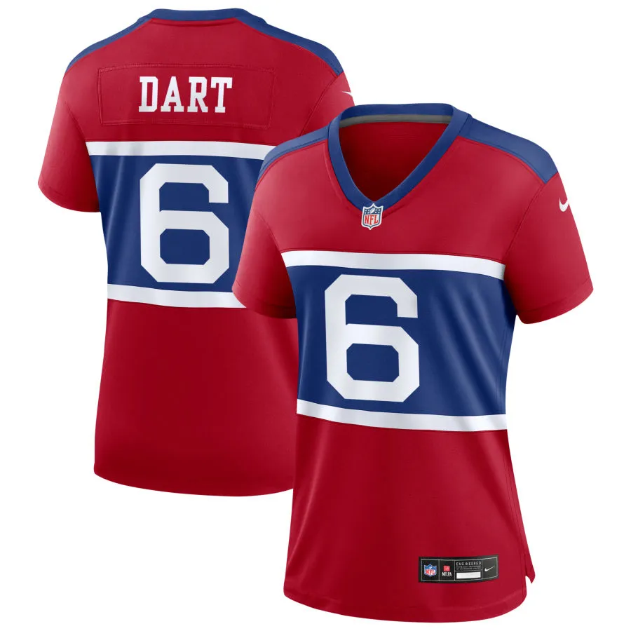 Women's  New York Giants #6 Jaxson Dart Century Red 100TH Season Commemorative Jersey
