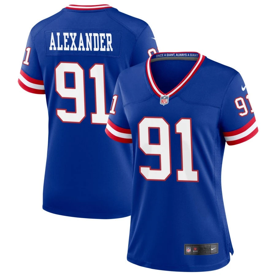 Women's New York Giants #91 Darius Alexander Nike Royal Classic Limited Jersey