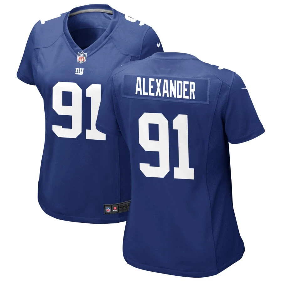 Women's New York Giants #91 Darius Alexander Nike Royal Limited Jersey