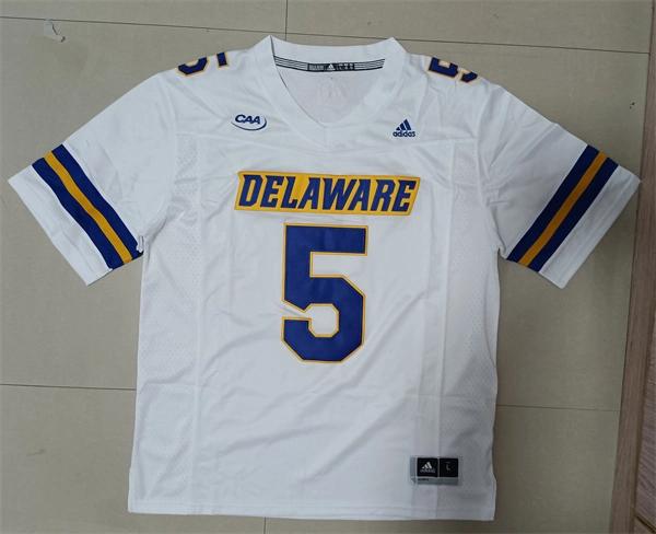 Delaware Fightin' Blue Hens #5 Joe Flacco Adidas White College Football Game Jersey