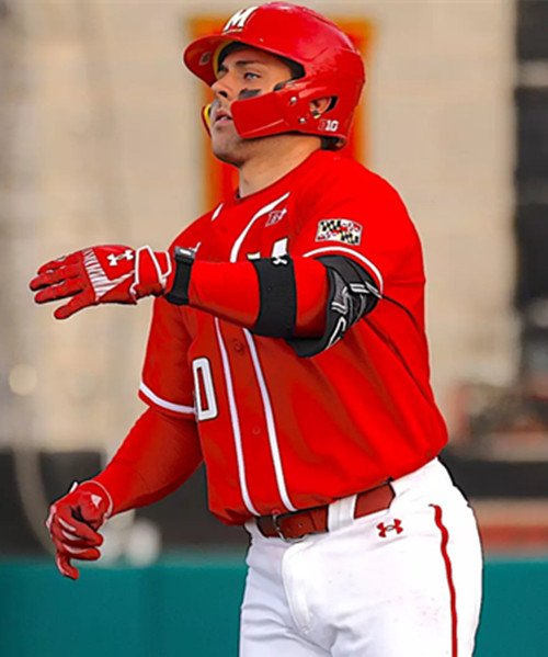 MeMaryland Terrapins #10 Chris Hacopian Red M College Baseball Game Jersey