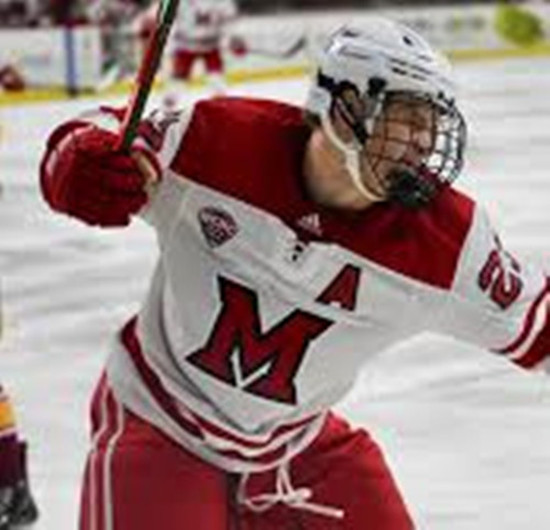 Miami RedHawks #27 Dylan Moulton White M College Hockey Game Jersey