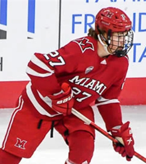 Miami RedHawks #27 Dylan Moulton Red College Hockey Game Jersey