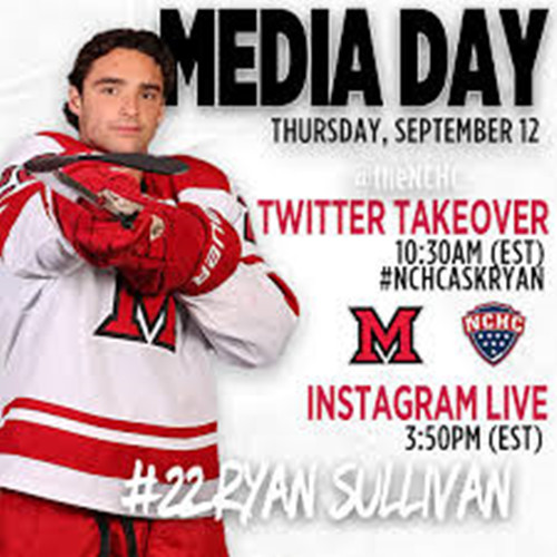 Miami RedHawks #22 Ryan Sullivan White M College Hockey Game Jersey