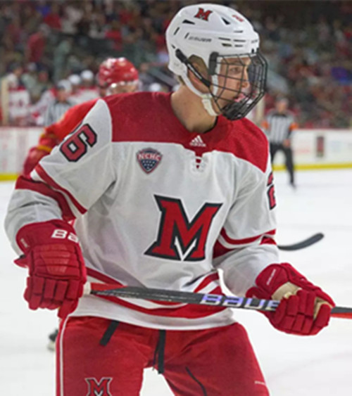Miami RedHawks #26 Blake Mesenburg White M College Hockey Game Jersey