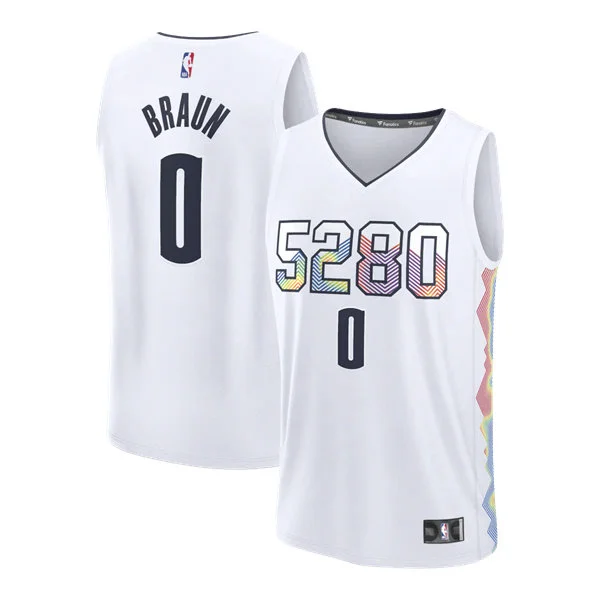 Mens Denver Nuggets #0 Christian Braun White 2024-25 City Edition Jersey