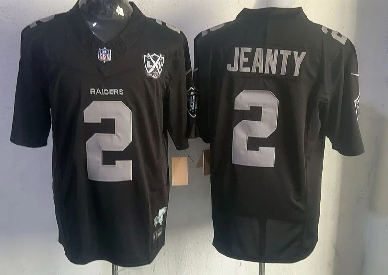 Men's Las Vegas Raiders #2 Ashton Jeanty Black 1960-2024 65TH Anniversary Gratitude F.U.S.E. Limited Jersey
