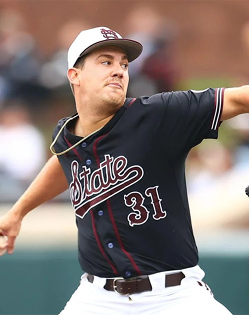 Mississippi State Bulldogs #31 Karson Ligon Black Full Button  College Baseball Game Jersey