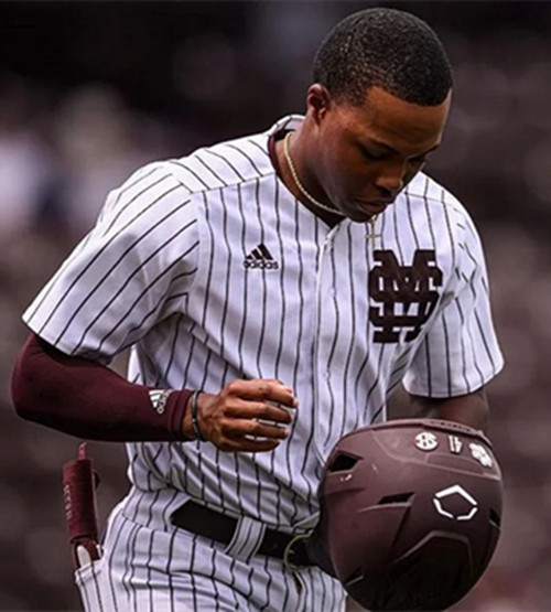 Mississippi State Bulldogs #41 Ethan Pulliam White MS Pinstripe College Baseball Game Jersey