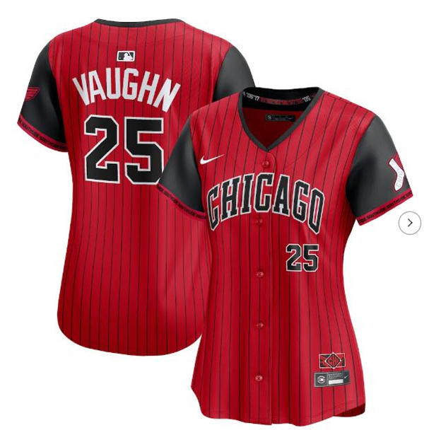 Womens Chicago White Sox #25 Andrew Vaughn 2025 City Connect 2.0 Limited Player Jersey Red Black