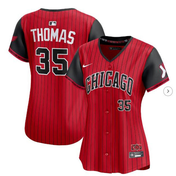 Womens Chicago White Sox #35 Frank Thomas 2025 City Connect 2.0 Limited Player Jersey Red Black