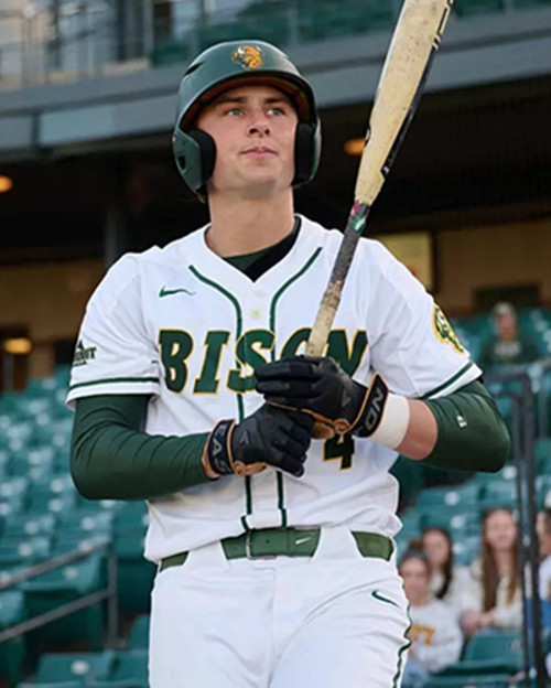 North Dakota State Bison #4 Jake Schaffner White BISON College Baseball Game Jersey