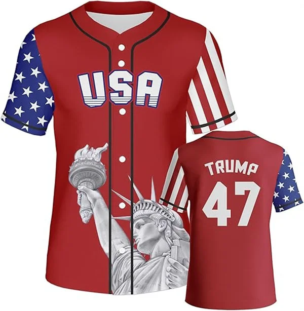 USA #47 Donald Trump Red Statue of Liberty Baseball Jersey