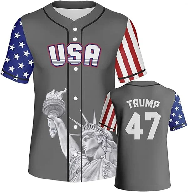 USA #47 Donald Trump Gray Statue of Liberty Baseball Jersey