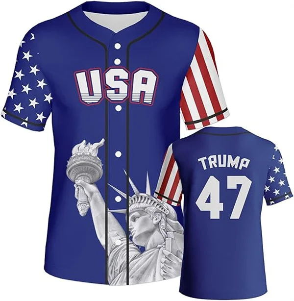 USA #47 Donald Trump Royal Statue of Liberty Baseball Jersey