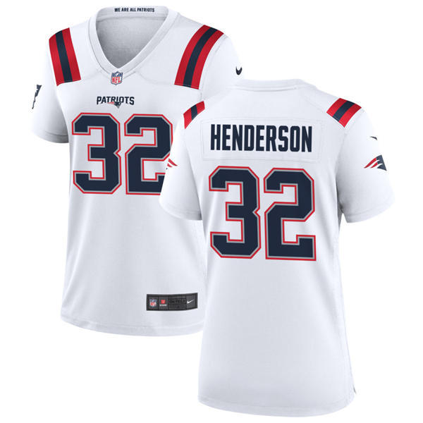 Womens New England Patriots #32 TreVeyon Henderson Nike White Limited Jersey