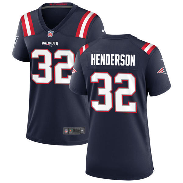 Womens New England Patriots #32 TreVeyon Henderson Nike Navy Limited Jersey