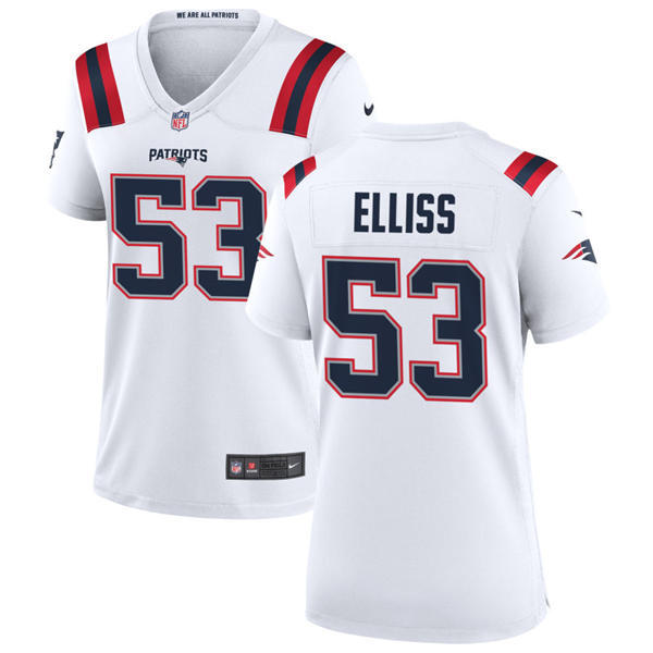 Womens New England Patriots #53 Christian Elliss Nike White Limited Jersey