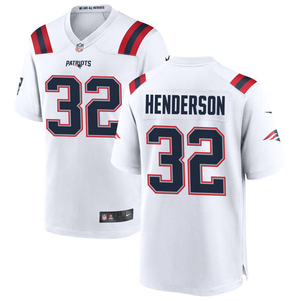 Youth New England Patriots #32 TreVeyon Henderson Nike White Limited Jersey