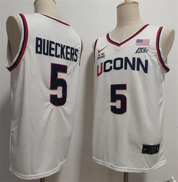 Mens UConn Huskies #5 Paige Bueckers 2025 White Basketball NCAA TOURNAMENT Jersey