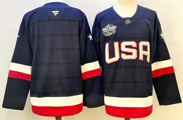 Men's USA Fanatics Navy 2025 4 Nations Face-Off Premium Blank Stotck Jersey (No custom) 