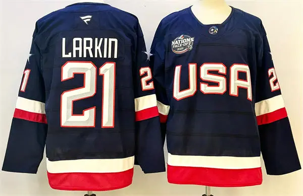Men's USA #21 Dylan Larkin Fanatics Navy 2025 4 Nations Face-Off Premium Player Stotck Jersey (No custom)