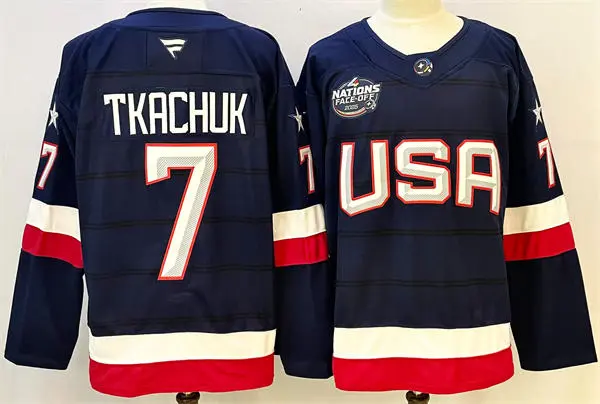 Men's USA #7 Brady Tkachuk Fanatics Navy 2025 4 Nations Face-Off Premium Player Stotck Jersey (No custom)