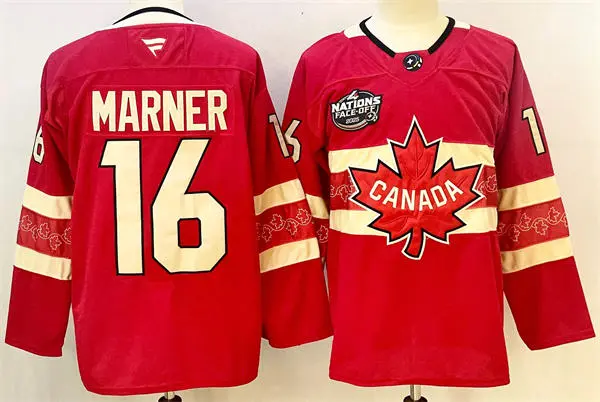 Men's Canada #16 Mitch Marner Red 2025 4 Nations Face-Off Premium Player Stotck Jersey (No custom)