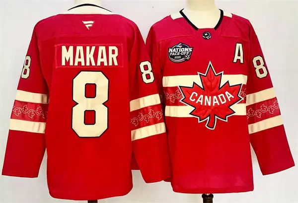Men's Canada #8 Cale Makar Red 2025 4 Nations Face-Off Premium Player Stotck Jersey (No custom)