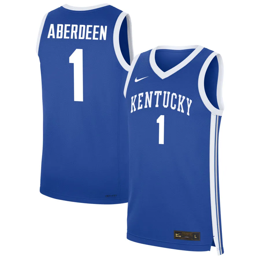 Kentucky Wildcats #1 Denzel Aberdeen 2025-26 Royal basketball Jersey