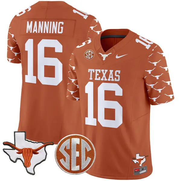 Texas Longhorns Custom Orange graphics Sleeve Fashion SEC Football Jersey