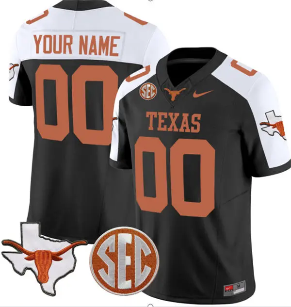 Texas Longhorns Custom Black White Orange F.U.S.E. Limited SEC Football Jersey