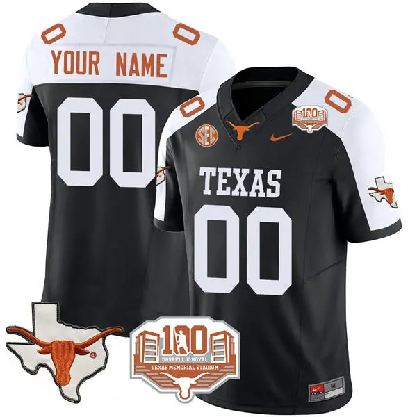 Texas Longhorns Custom Black White F.U.S.E. 100TH Limited SEC Football Jersey