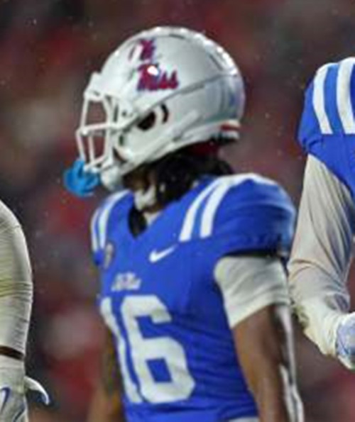 Ole Miss Rebels #16 Princewill Umanmielen Blue College Football Game Jersey