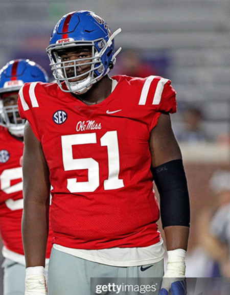 Ole Miss Rebels #51 Zxavian Harris Red College Football Game Jersey