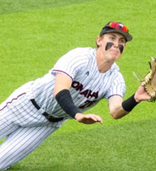 Oral Roberts Golden Eagles #44 Easton Teel White Pinstripe College Baseball Game Jersey
