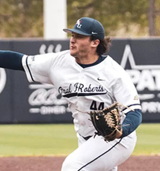 Oral Roberts Golden Eagles #44 Easton Teel White College Baseball Game Jersey