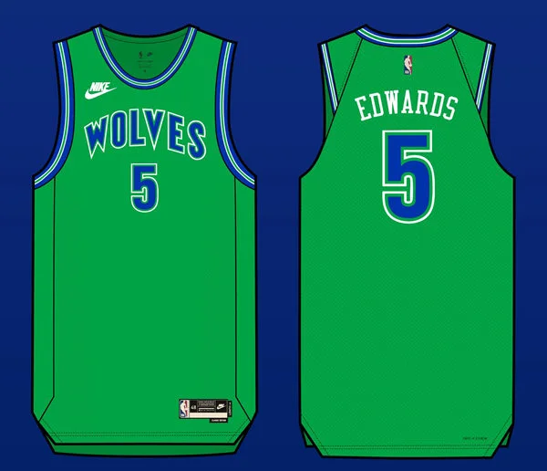 Mens Minnesota Timberwolves #5 Anthony Edwards Green 2025 NBA Playoff Earned Edition Jersey
