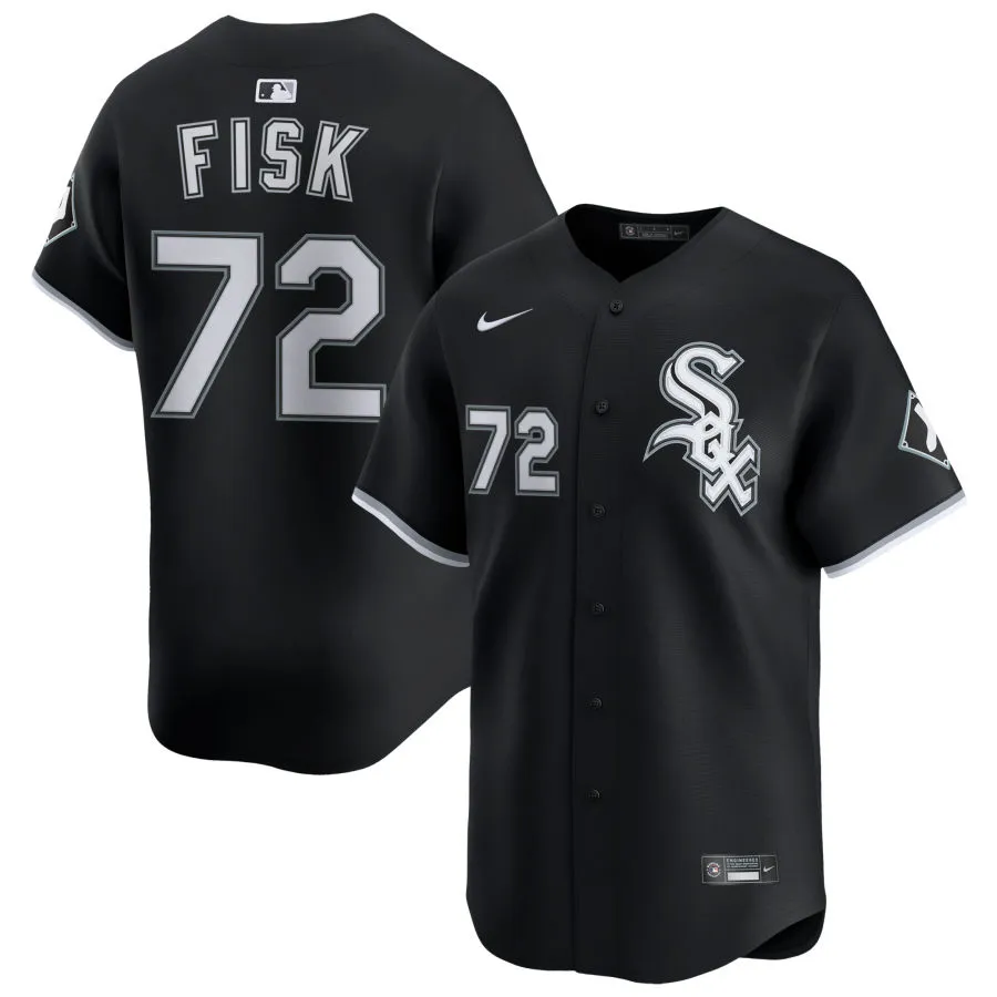 Men's Chicago White Sox Retired Player #72 Carlton Fisk Nike Black Alternate Limited Jersey