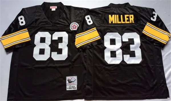 Men's pittsburgh steelers #83 Heath Miller Black Throwback Jersey