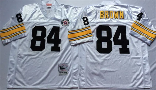 Men's pittsburgh steelers #84 Antonio Brown White Throwback Jersey