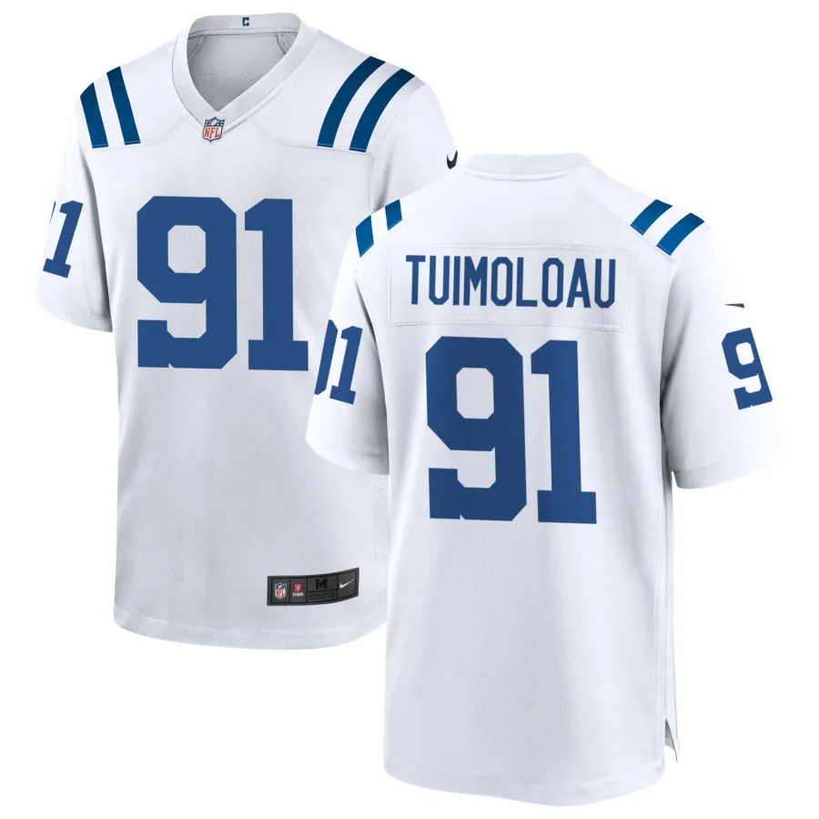 Mens Indianapolis Colts #91 JT Tuimoloau Nike White F.U.S.E.Vapor Limited Player Jersey