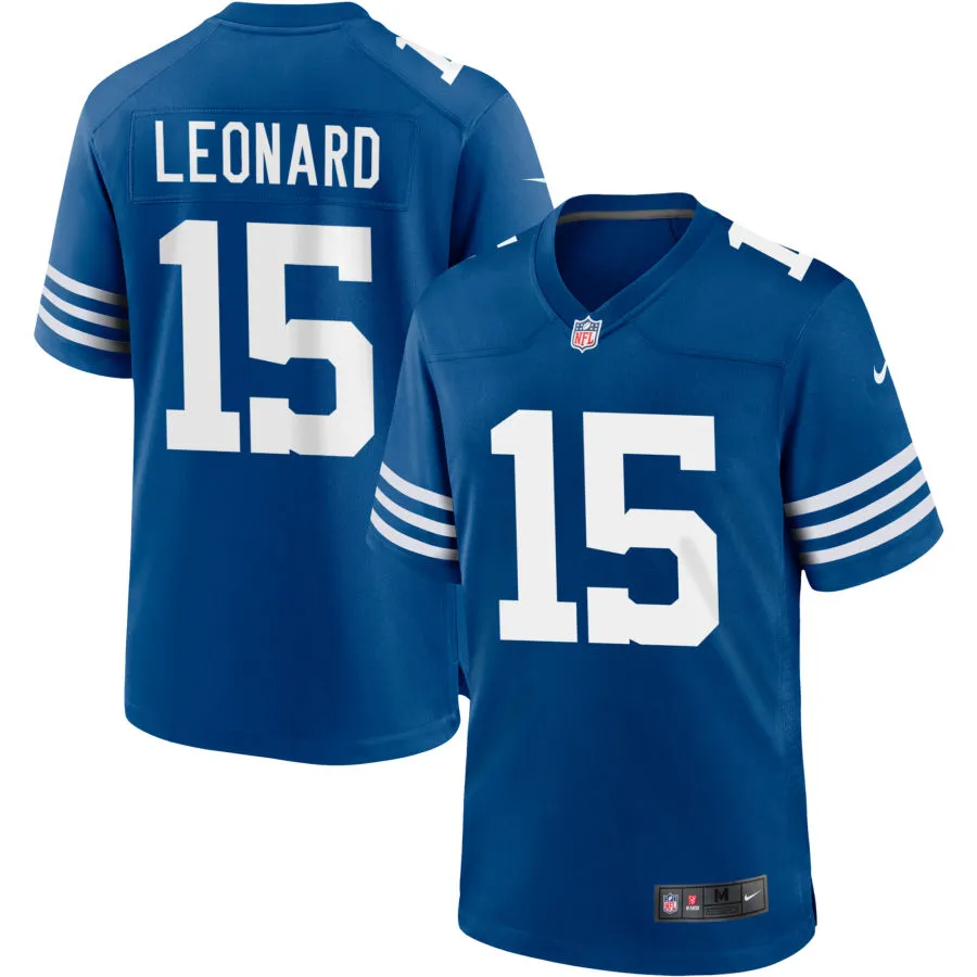 Mens Indianapolis Colts #15 Riley Leonard Nike Royal Alternate Retro Vapor Limited Jersey