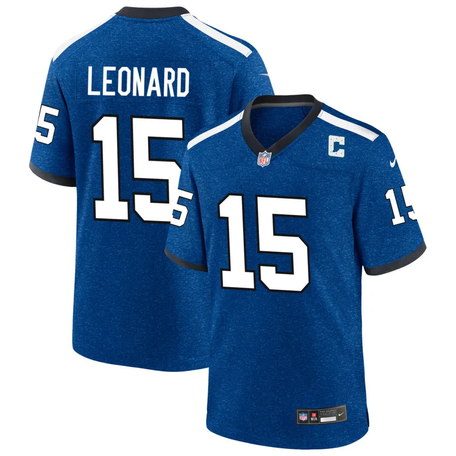 Mens Indianapolis Colts #15 Riley Leonard Royal Indiana Nights Alternate Vapor F.U.S.E. Limited Jersey