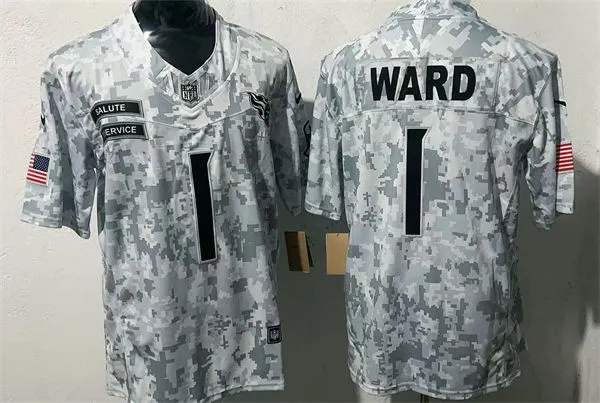 Mens Tennessee Titans #1 Cam Ward Arctic Camo 2024 Salute To Service Limited Jersey