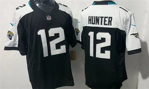 Men's Jacksonville Jaguars #12 Travis Hunter Nike Black White Gratitude F.U.S.E. Limited Jersey