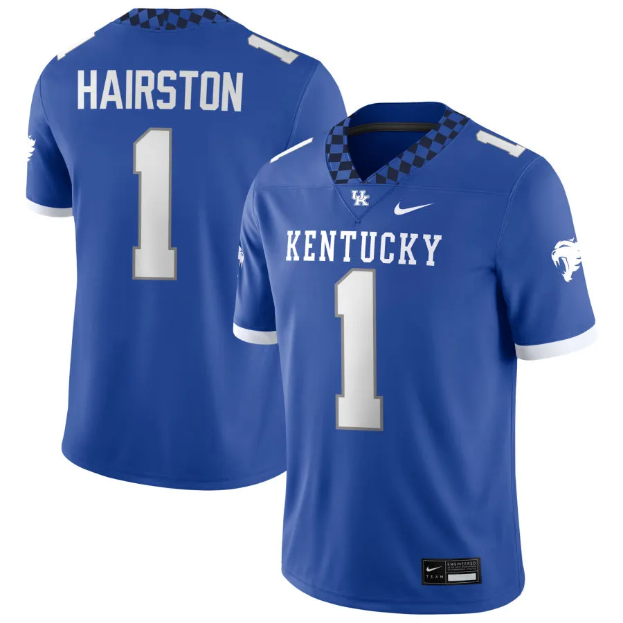 Kentucky Wildcats #1 Maxwell Hairston 2025 Royal Football Jersey