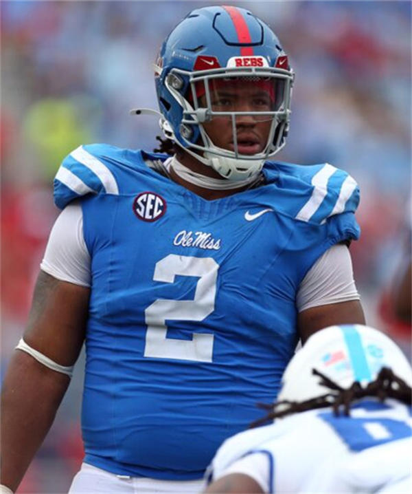 Mens Ole Miss Rebels #2 Walter Nolen Light Blue F.U.S.E. Limited Football Game Jersey